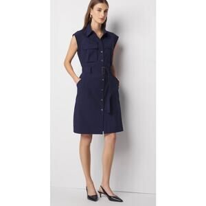 White House Black Market New WHBM Cap Sleeve Utility Mini Shirt Dress 0